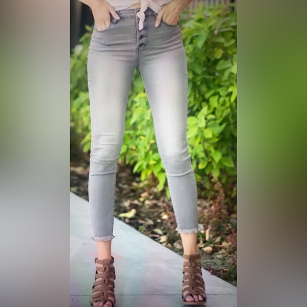 Grey High Rise Skinny Jeans- Nature Denim